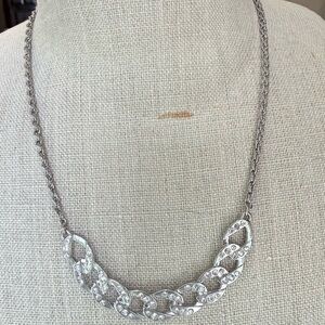 Silver Crystal Link Chain Necklace - Women Jewelry